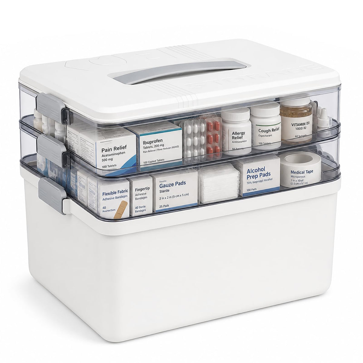 Stidyzo Medicine Storage Box, 3 Layer Medical Organiser Box