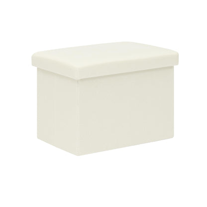 Bonlife Ottoman Storage Box - Foldable Rectangular Footstool for Living Room, Kids Toy Chest with Lid, Multi-Use Seat & Storage, Cream, 42x32x32 cm