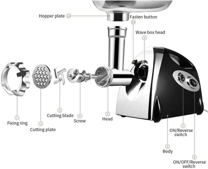 Electric Meat Grinder and Duty Household Sausage Maker Meats Mincer Food Grinding Mincing Machine with Kibbe Attachement  Powerful 2800W Copper