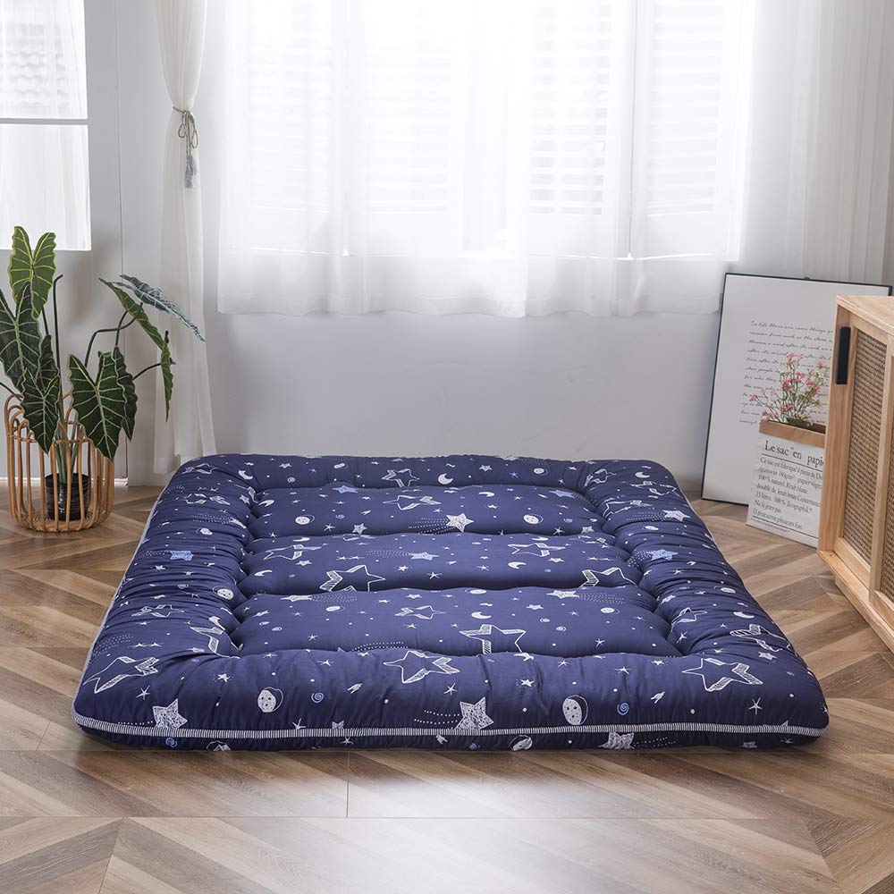 MAXYOYO Japanese Floor Mattress Futon Mattress, Thicken Tatami Mat Sleeping Pad Foldable Roll Up Mattress Dormitory Mattress Pad Floor Lounger Pillow