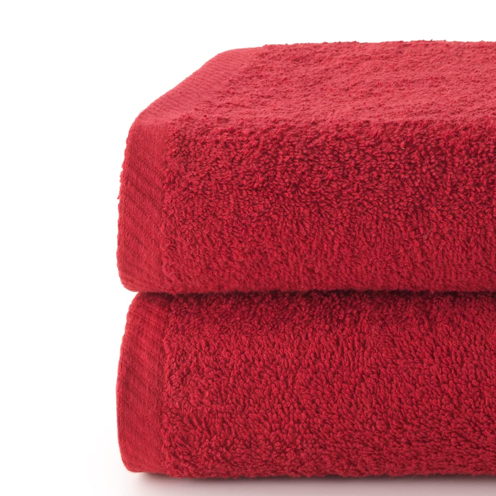 Top Towel - Plus - Large Bath Towels - Bath Towels - 2 Bath Towels - 100 x 150 cm 100% Cotton - Garnet