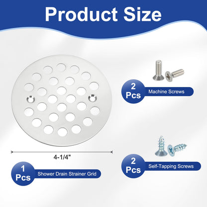 PATIKIL Shower Strainer Drain Trim Set 4-1/4", 1 Pcs 304 Stainless Steel Round Screw-in Shower Strainer Drain Cover with Screw for Bathroom Floor