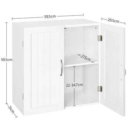 Yaheetech Bathroom Wall Cabinet, 2 Doors, 59.5 × 31 × 59.5 cm, White