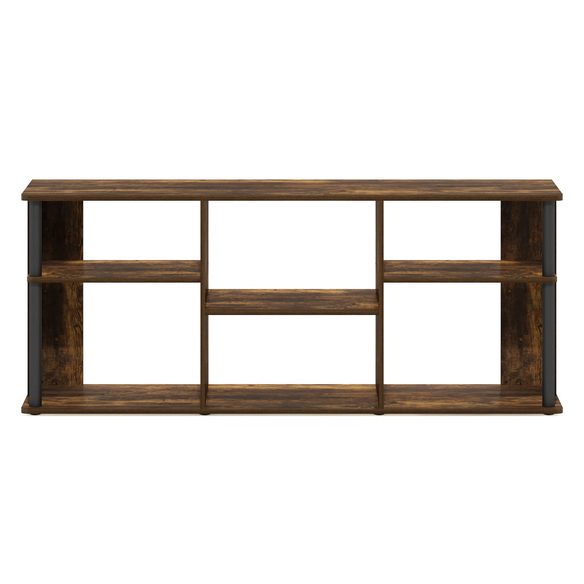 Furinno CLASSIC TV Stand, Entertainment Center, TV Console for TV up to 65 Inch with Plastic Poles, for Living Room, Bedroom, Amber Pine