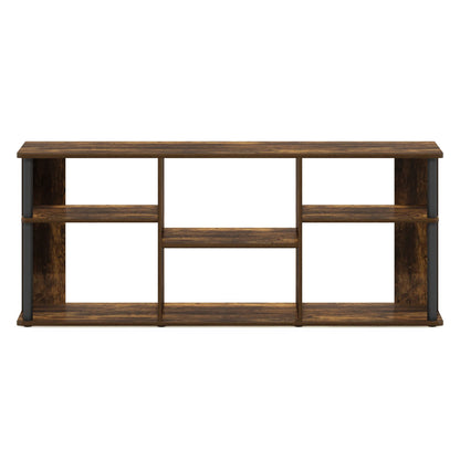 Furinno CLASSIC TV Stand, Entertainment Center, TV Console for TV up to 65 Inch with Plastic Poles, for Living Room, Bedroom, Amber Pine