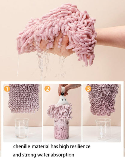 Microfibre Hand Towels, Soft Plush Small Hand Towel Quick-Drying Super Absorbent Chenille Hand Towels with Hanging Loop for Kitchen and Bathroom,Dry