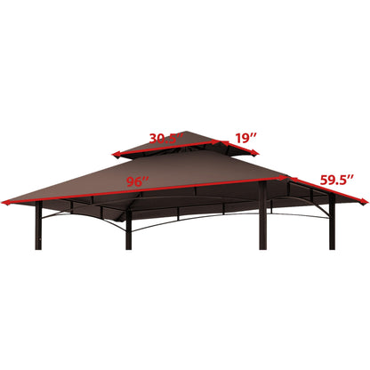 CoastShade 8 x 5 Grill BBQ Gazebo Double Tiered Replacement Canopy Roof Outdoor Barbecue Gazebo Tent Roof Top,Brown