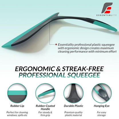 Essentiality 2 Pack Multipurpose Window Squeegee - 24.5 x 22.5cm Grey