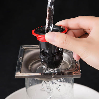 Shower Floor Drain Backflow Preventer, One-Way Drain Valve Sewer Core Anti-Odor Pipe Plug for Kitchen Bathroom (Black)