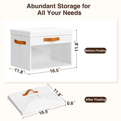 Homsorout Large Fabric Storage Boxes with Lids & Clear PVC Window White 38L