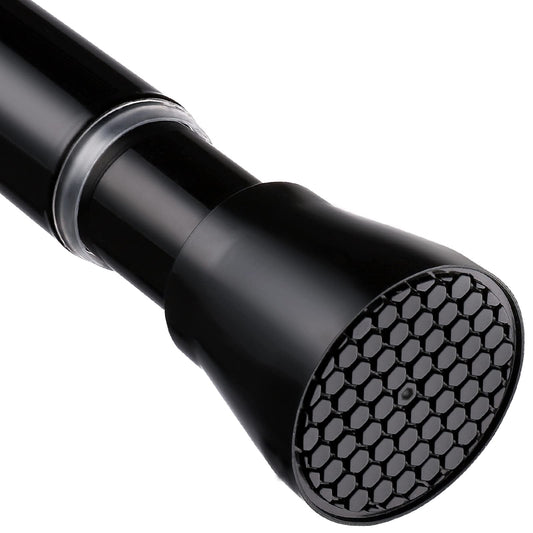Black Spring Tension Curtain Rod 28-52 Inches, 7/8" Diameter Adjustable Shower Curtain Rod No Drill, Anti-slip Heavy Duty Spring Curtain Rod for