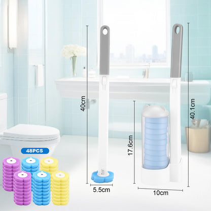wlich Disposable Toilet Brush Set With 48 Refills, Wall Mounted Holder