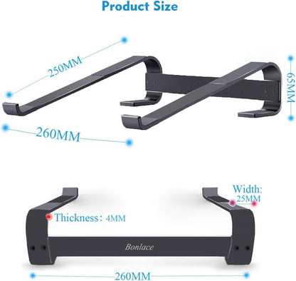 Bonlace Laptop Stand, Laptop Stand, Ergonomic Aluminium Computer Stand, PC Holder, Lightly Ventilated for MacBook Pro/Air, Dell, HP