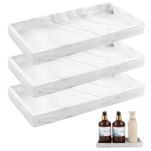 ASelected 3 Pieces Bathroom Vanity Tray, Decorative Silicone Cosmetic Tray Jewelry Tray Mini Dish Cosmetics Holder for for Cloths Candles Towel Soap