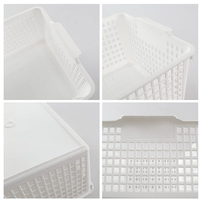 Joyeen Large Stroage Basket, Plastic Kitchen Cupboard Basket Box Set of 4 (White)