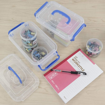 Eudokky Mini Storage Box with Lid, 1.8 L Plastic Transparent Boxes Set of 6