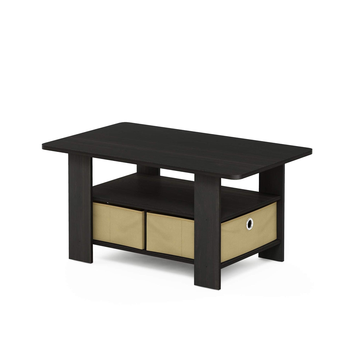 Furinno Andrey Coffee Table with Bin Drawer, Espresso/Brown, 80 (W) x 39.6 (H) x 48.3 (D) cm