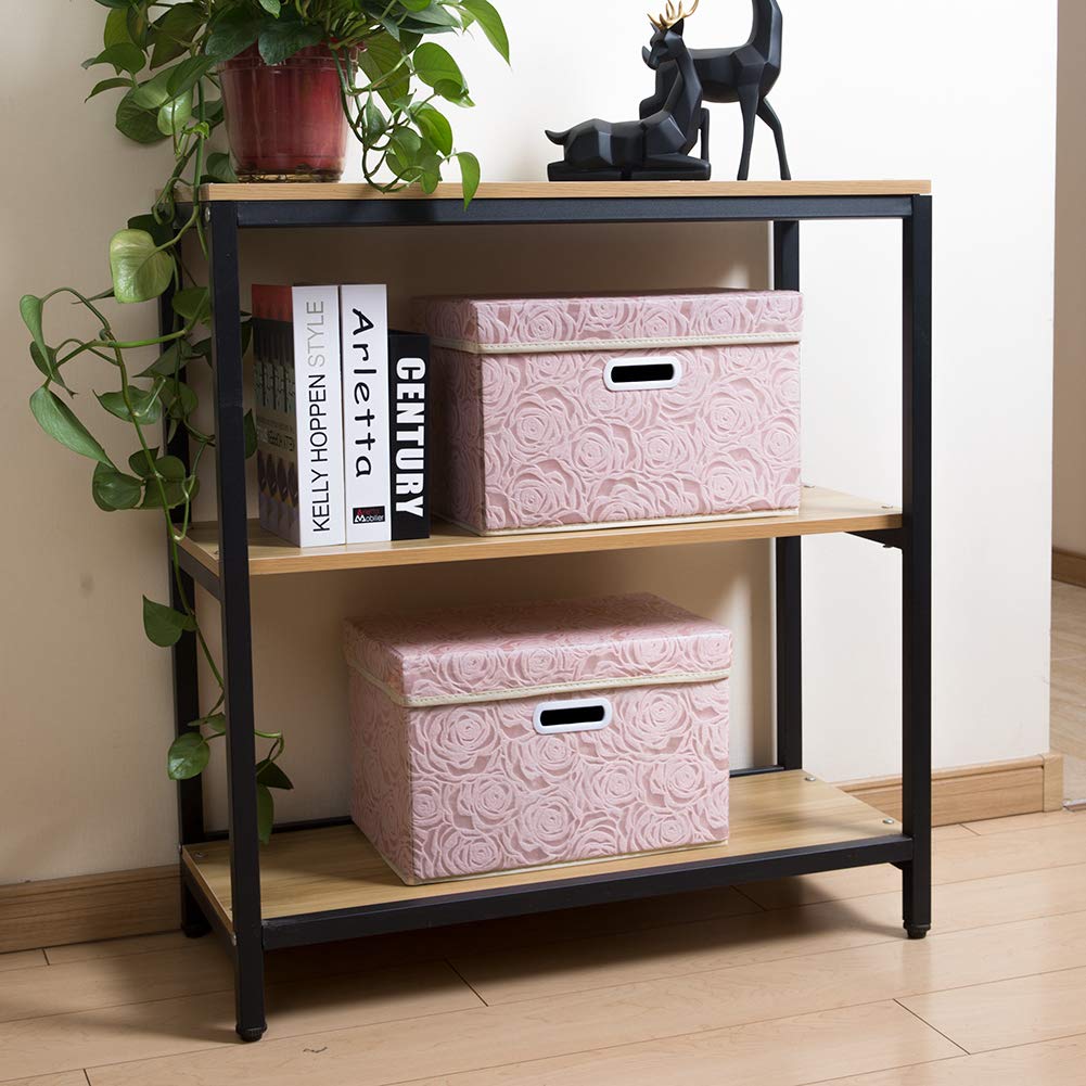 Prandom Storage Boxes with Lids.Rose Pattern Fabric Decorative Storage Box, Really Useful Box,Clothing Storage,Cubes