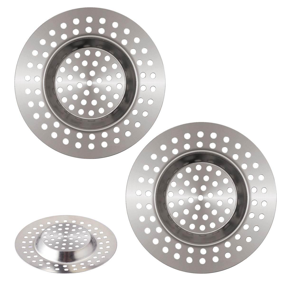 Macco 3 Pack Sink Strainer in Kitchens and Bathrooms Plug 78mm Diameter Hair Catcher for Bathtub Shower（90 holes)