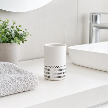 Kleine Wolke Alva toothbrush holder, accessories, colour: black and white, material: stoneware