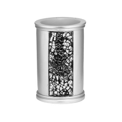 Zahari Home Sinatra Bath Tumbler Toothbrush and Toothpaste Holder Makeup Brushes Organizer, Silver