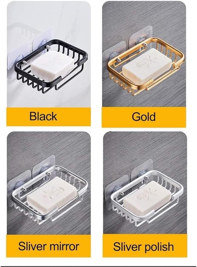 Gold Soap Dish for Shower Creative Hanging Drain Rack,Soap Holder Soap Dish Storage Rack,Self Adhesive Soap Dish Holder,Damage Free Hanging Bathroom