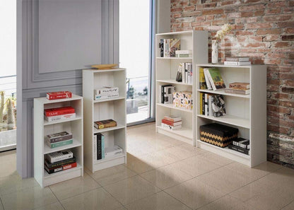 Timber Art Design UK 3 Tier Bookcase Medium Narrow Tall Shelf Rack Contemporary Organizer Display Shelving Unit for Modern Living Room, Office Space