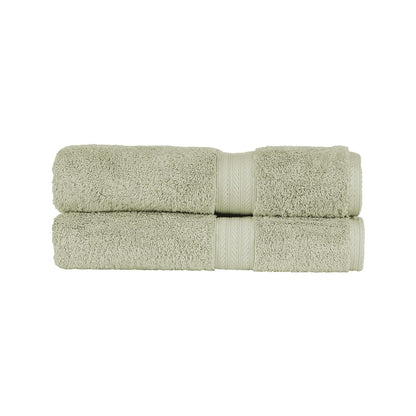 Christy Renaissance 2 Bath Towels Set | Thyme Green | 100% Egyptian Cotton Pile | Luxuriously Soft and Super Absorbent | 675 GSM