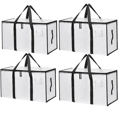 Mesiria 4 Pack 91L Clear Clothes Storage Bags with Lids, Heavy Duty Moving Bags with Zips & Reinforced Handles