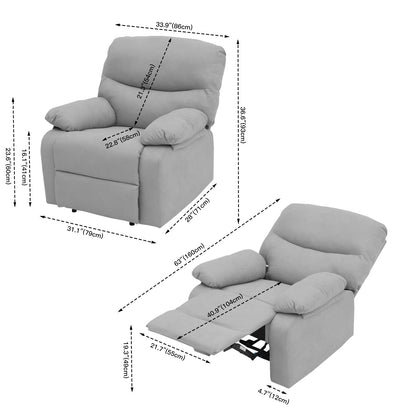 Panana Grey Fabric Manual Recliner Sofa Armchair - Living Room Furniture, Lounge Chair Sofa for Ultimate Comfort & Elegance. Single Seater Sofa for