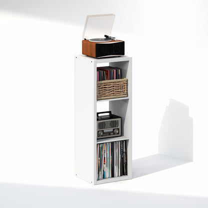 Furinno CUBICLE Record Player Stand with Vinyl Storage, 3-Cube 3 cm Extra Thick Vinyl Record Storage