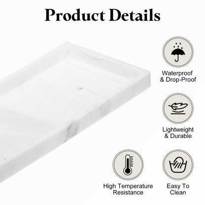 sourcing map 2Pcs Bathroom Vanity Tray, 11.8" x 5" Silicone Soap Dispenser Trays, Shatterproof Kitchen Sink Organizer for Soaps Keys Candle Trinket