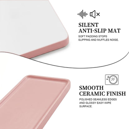 Ceramic Vanity Tray,20.5x9.5x1.2cm Cosmetics Tray,Rectangular Decorative Trinket Dish for coffee, perfume