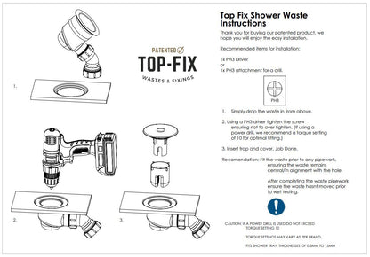 TOP-FIX Easy Fit Shower Tray Waste 90mm with Elbow - Chrome - SHW-TOP-01-CH (PDT-000598)