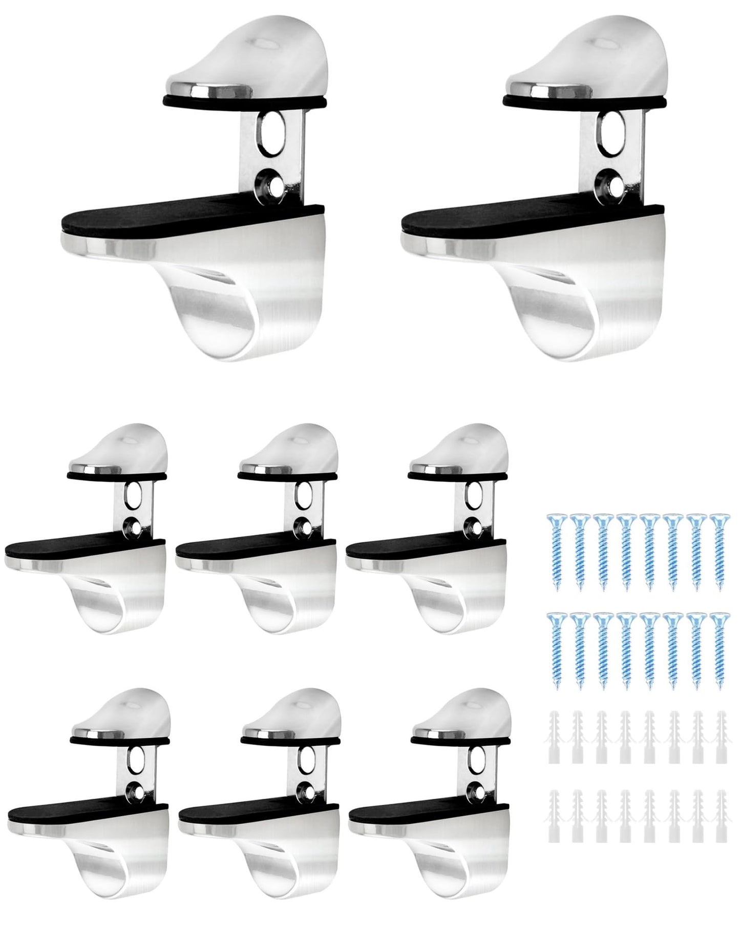 QWORK? 8 Pack Adjustable Glass Shelf Bracket, Wall Mounted Zinc Alloy Glass Shelf Support for 3-20 mm Thickness Glass