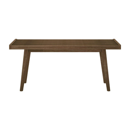 Maxwood Furniture Plank plus Beam Mid-Century Single Wood Entryway Bench, Walnut, 41.25 Inch