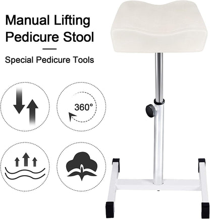 EBANKU Pedicure Foot Rest Stand Stool Salon Spa Beauty Footrest Home Pedicures Adjustable Seat Height Technician Nail Equipment (White)