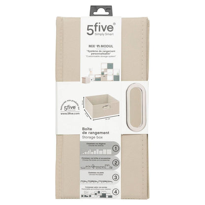 Five Storage Box Linen Beige 31 x 31 x 15 cm