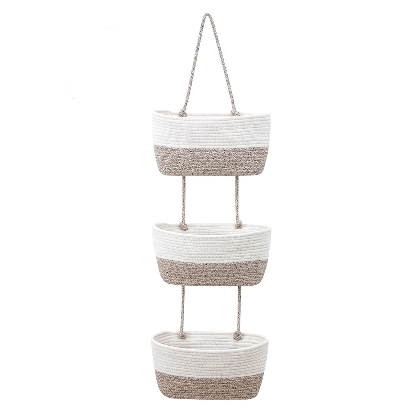 Inscrip Hanging Storage Baskets for Door, Hanging Storage, 3-Tier Hanging Basket Made of Cotton Rope, Woven Organiser