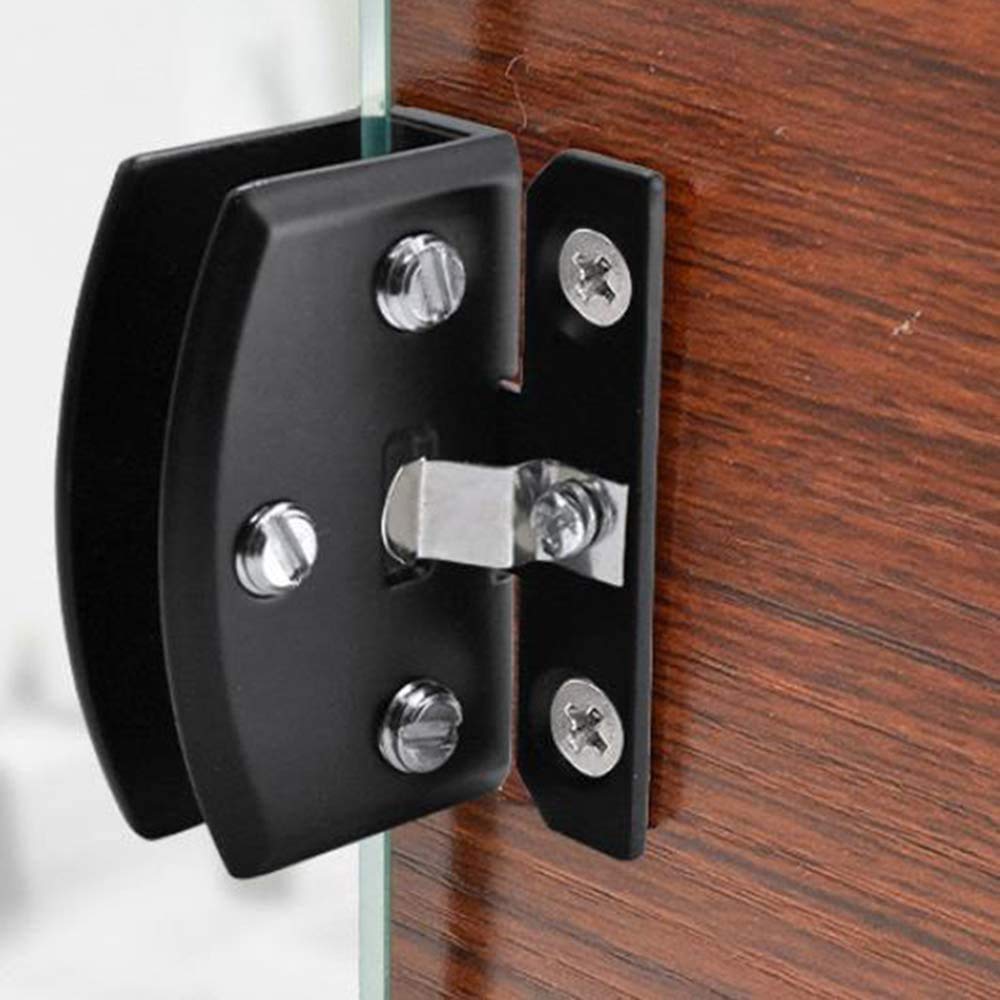 Black Frameless Glass Door Cabinet Display - 2 Pieces, 90 Degree Hinge