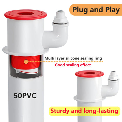 Qrity 1Pcs Washing Machine Sealing Plug, Waste Pipe Connector Plug with 1/4" Quick Connector, 3-Way Kitchen Sink Drain Pipe Connector