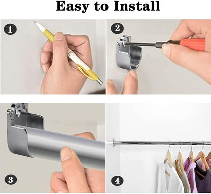 MACHSWON 25mm Zinc Alloy Wardrobe Rod Bracket,Wardrobe Rod End Supports,Flange Rod Holders for Wall Mounted Pole Bracket Bathroom Shower Pole 2pcs