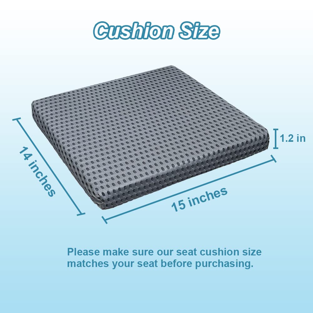 Shower Chair Seat Cushion - 4D Mesh Soft Mat Transfer Bench Pad Bath Stool Padded Pillow with Fixed Buckles for Elderly Disabled, 15"L x 14"W x 1.2"H