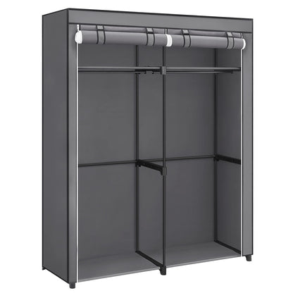 Songmics RYG02GY Wardrobe with 2 Clothes Rails, Clothes Storage, Fabric Wardrobe, Clothes Rack, Folding, for Dressing Room, Bedroom 43 x 140 x 174 cm,