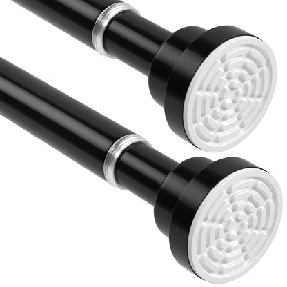 2PCS WEIXINHAI Shower Curtain Pole,Extendable Curtain Poles 79-195 Cm,Shower Poles Extendable No Drill,Shower Curtain Rail Non-Slip,Black Shower Pole