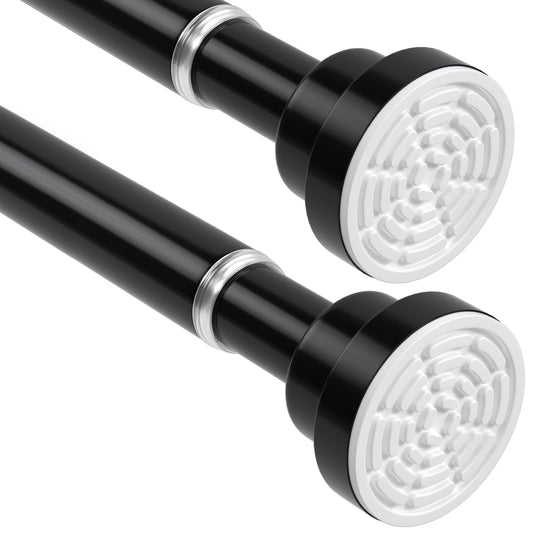 2PCS WEIXINHAI Shower Curtain Pole,Extendable Curtain Poles 79-195 Cm,Shower Poles Extendable No Drill,Shower Curtain Rail Non-Slip,Black Shower Pole