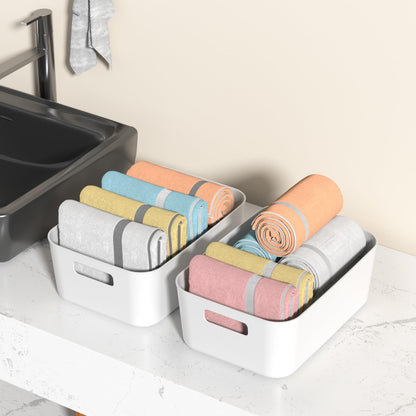 Asking 6-Pack Plastic Storage Baskets, Kitchen Cupboard Organiser Storage Box, White