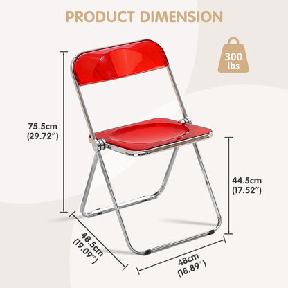 TAO ONE Acrylic Folding Chair Clear Morden Chrome Chair-Red
