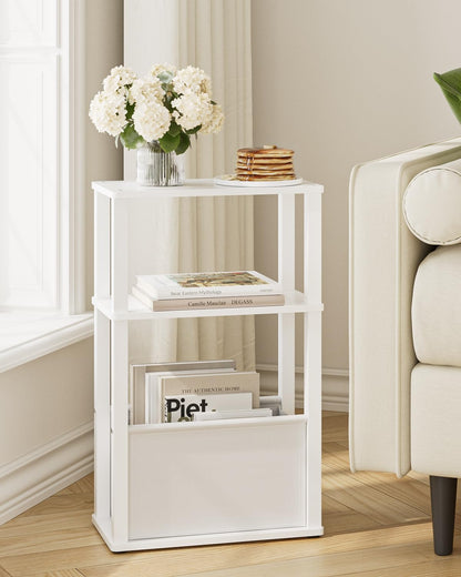 Apetaccat Narrow Side Table for Small Spaces, Slim End Table with Storage Basket, Small Bedside Table for Bedroom