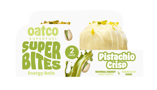 Oatco Superfuel Pistachio Crisp Super Bites (Energy Balls), Pistachios and White Chocolate Natural Energy Snack